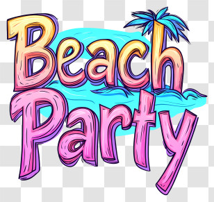 Beach Party - Beach Party Text Design Transparent PNG