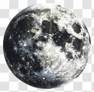Full Moon - Beautiful Illustration Of The Moon With Craters Transparent PNG