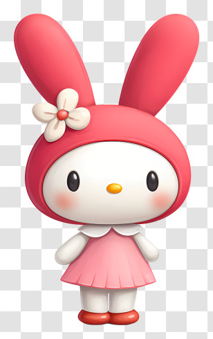 Cute My Melody - Pink Bunny Character With Flower Transparent PNG