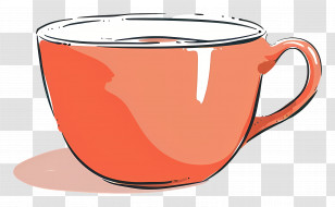 Tea Cup - Orange Ceramic Cup For Coffee Or Tea Transparent PNG