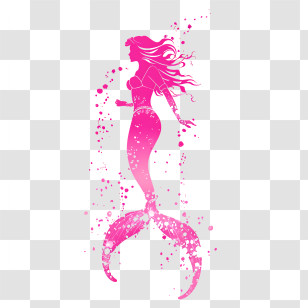 Mermaid Silhouette - Pink Mermaid Silhouette Transparent PNG