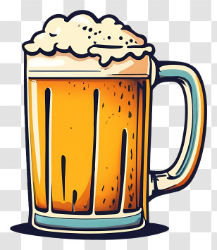 Beer - Beer Mug Illustration With Frothy Foam Transparent PNG
