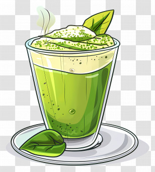 Matcha Tea - Illustration Of Green Matcha Tea Drink Transparent PNG