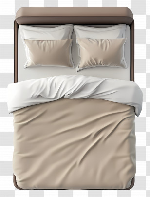 Bed Top View - Cozy Bed With Pillows And Blanket Transparent PNG