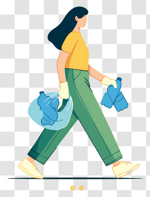 Woman Carrying Plastic Bag - Woman Carrying Recycling Bags Transparent PNG