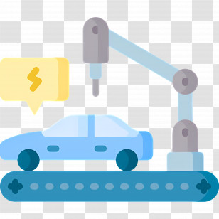 Electric Car - Car Manufacturing With Robot Arm Transparent PNG