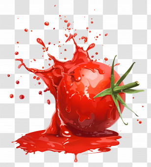 Splash Tomato Sauce - Fresh Tomato With Splash Illustration Transparent PNG