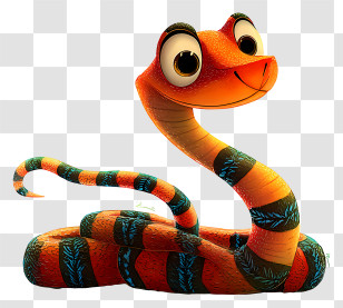 Cute Item - Friendly Colorful Cartoon Snake Transparent PNG