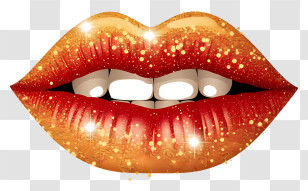 Minimalized Flat Vector Illustrate - Sparkling Lips Illustration With Glitter Effect Transparent PNG