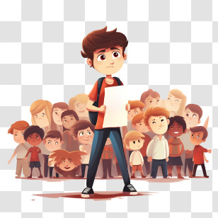 Stop Bullying Day - Boy Holding Paper In Crowd Transparent PNG