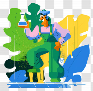 Organic Farmer Scientist - Colorful Scientist With Flask Transparent PNG