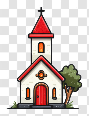 Church Logo - Cute Church With Red Roof Transparent PNG