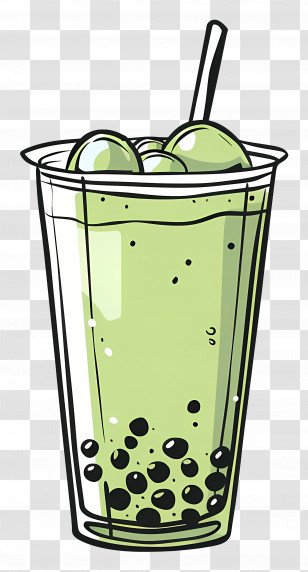 Matcha Bubble Tea - Green Bubble Tea With Boba Pearls Transparent PNG