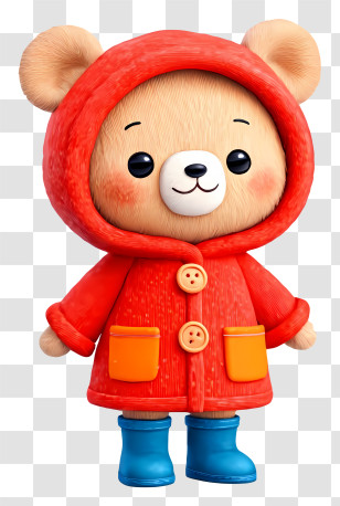 Cartoon Teddy Bear - Adorable Bear In Red Hooded Coat Transparent PNG