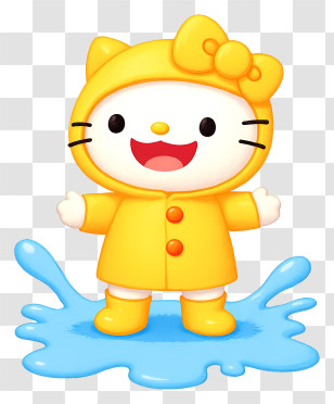 Hello Kitty Spring - Cute Cat In Yellow Raincoat Transparent PNG