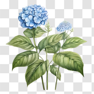 Hydrangea Flower - Beautiful Blue Hydrangea Flower Illustration Transparent PNG