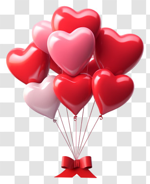 Cartoon Valentine Gift Balloon - Heart-Shaped Red And Pink Balloons Transparent PNG