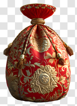 Money Bag - Ornate Decorative Red Pouch Transparent PNG