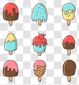 Ice Cream Cones - Cartoon Ice Cream Sticks And Cones Collection Transparent PNG