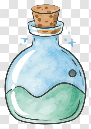 Icon - Water Glass Potion Bottle With Cork Transparent PNG
