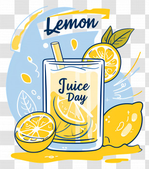 Lemon Juice Day - Refreshing Lemon Juice In Glass Transparent PNG