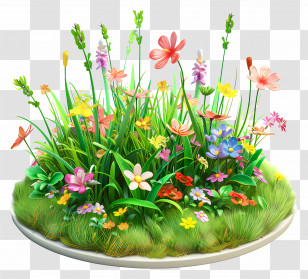 Spring Meadow - Colorful Flowers In Bloom Transparent PNG