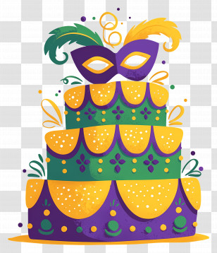 Mardi Gras Cake - Mardi Gras Cake With Mask Transparent PNG