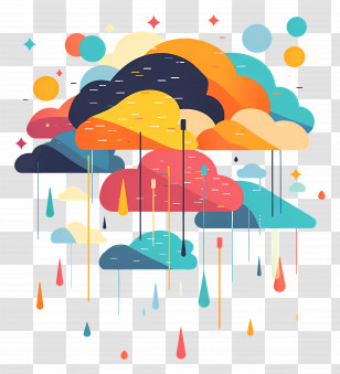 Rain - Colorful Abstract Clouds With Rain Transparent PNG