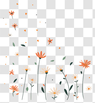 Flying Flowers - Delicate Floral Illustration With Flying Insects Transparent PNG