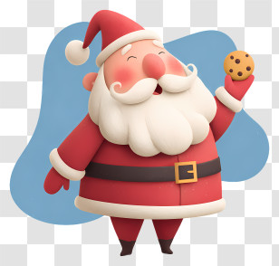 Santa Claus Holds Cookie - Cute Santa Holding A Cookie Transparent PNG