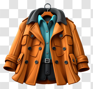 Orange Trench Coat - Stylish Brown Jacket Outfit Illustration Transparent PNG