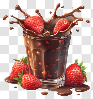 Chocolate Milk - Chocolate Splash With Strawberries Transparent PNG