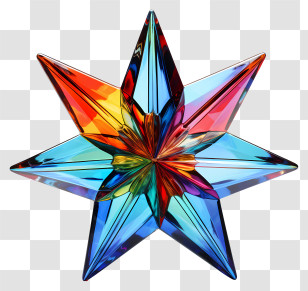 Stained Glass - Colorful Glass Star Ornament Transparent PNG
