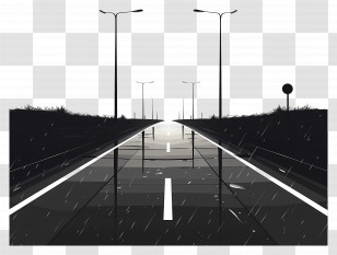 Rainy Road - Rainy Road With Street Lights Transparent PNG