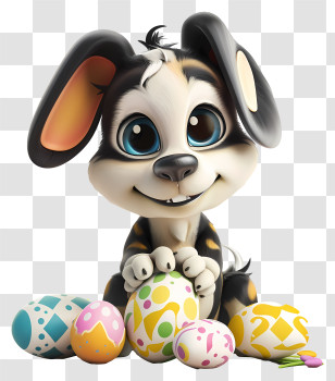 Easter Pet - Cute Cartoon Dog With Easter Eggs Transparent PNG