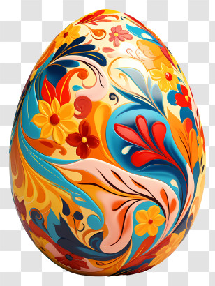 Easter Egg - Ornate Floral Easter Egg With Bright And Colorful Design Transparent PNG