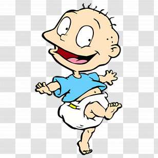 Rugrats - Playful Cartoon Baby In Diaper Transparent PNG