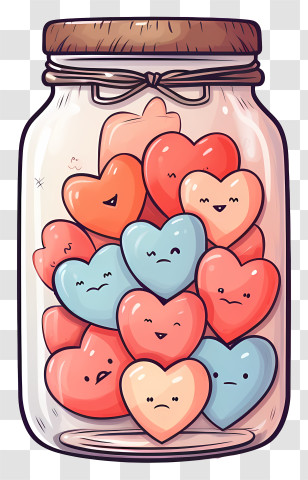 Mason Jar - Cartoon Hearts In A Jar Illustration Transparent PNG