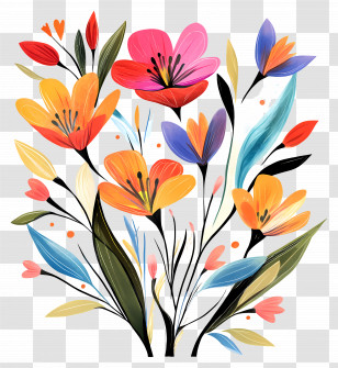 Spring Flowers - Colorful Floral Design Transparent PNG
