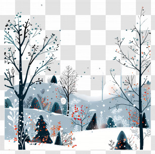 Winter Background - Winter Forest Scene Illustration Transparent PNG