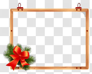 Wooden Frame - Wooden Frame With Red Ribbon For Christmas Decor Transparent PNG