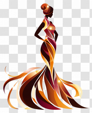 Elegant Woman Silhouette - Abstract Silhouette In Glamorous Dress Transparent PNG