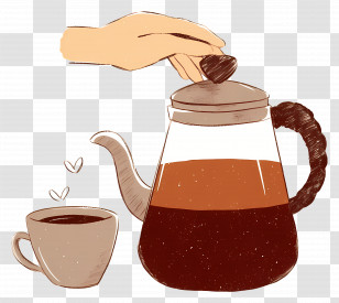 Coffee Pot - Cozy Coffee Pot And Cup Illustration Transparent PNG