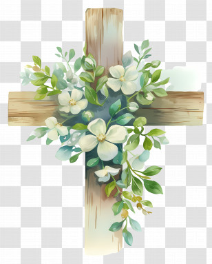 Christian Cross - Floral Cross With Greenery Transparent PNG