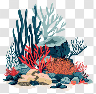 Reefs - Colorful Coral Reef Illustration Transparent PNG