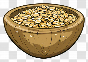 Bowl Of Oats - Wooden Bowl Of Oats For A Healthy Breakfast Transparent PNG