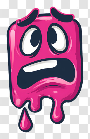 Melting Face Emoji - Worried Cartoon Face With Dripping Effect Transparent PNG