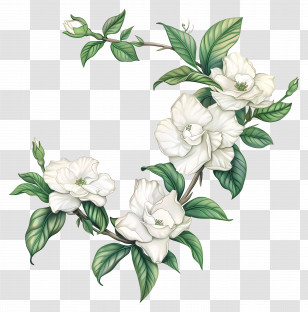 White Gardenia Flowers - White Flowers On Branch Transparent PNG