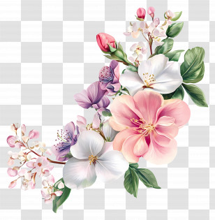 Flower Banner - Elegant Pink Flowers Illustration Transparent PNG