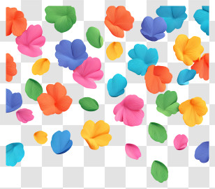 Flower Petal Confetti - Vibrant Colorful Petals Transparent PNG